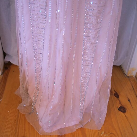 vtg 90s CACHE Y2K Pink Sequins Beaded Mermaid Maxi Dress Whimsigoth Fairycore 6 - Picture 11 of 16